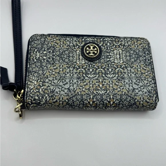 Tory Burch Gold and Black Patterned Wristlet - Picture 1 of 3